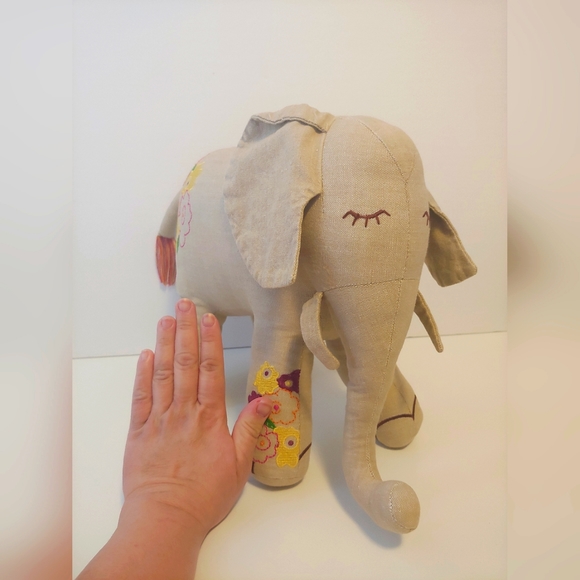 100%Cotton Embroidered Elephant Stuffed Toy - Picture 2 of 9